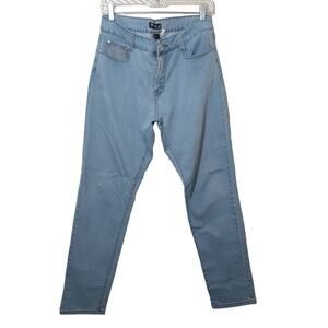 QQMY womens skinny jeans size 13/14 light blue stretch denim embellished pockets